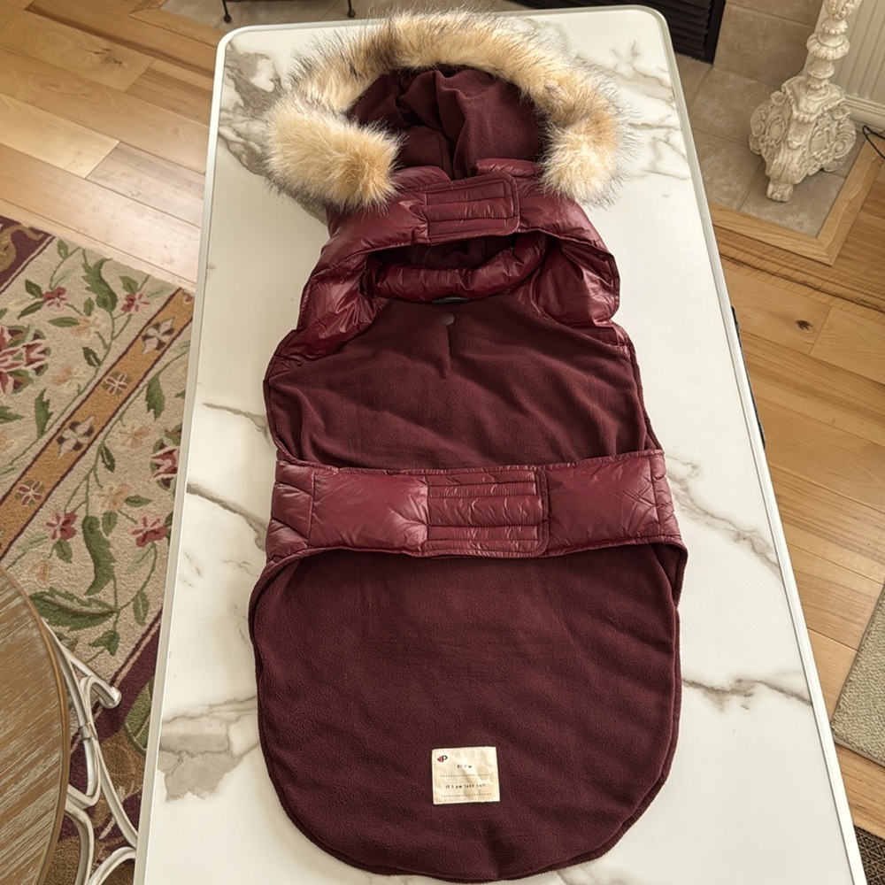 New Pajar Pup Zola dog jacket w/faux fur trimmed hood.  Size XXL. Color Merlot. - Picture 15 of 16